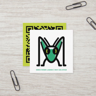 Tarjeta De Visita Cuadrada Código QR del Mascota Saltamontes de Simple Lawn S