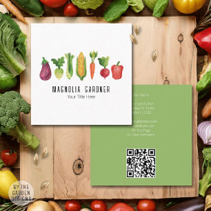 Tarjeta De Visita Cuadrada Código QR del mercado de agricultores orgánicos de