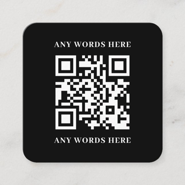Tarjeta De Visita Cuadrada Código QR del Personalizado negro brillante con lo (Anverso)