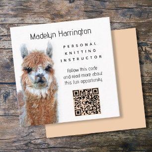 Tarjeta De Visita Cuadrada Código QR del profesor de tejido de llama