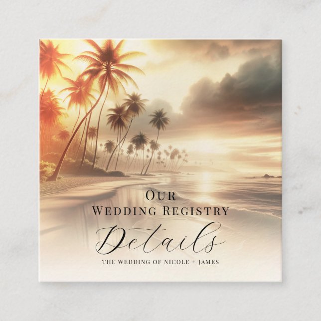 Tarjeta De Visita Cuadrada Código QR del Registro de Amanecer en la Playa Cos (Anverso)