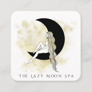 Tarjeta De Visita Cuadrada *~* Código QR DIOS Mujer en la Luna Meditar 