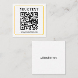 Tarjeta De Visita Cuadrada Código QR editable y texto con borde de oro amaril