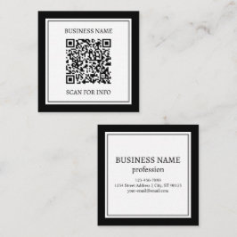 Tarjeta De Visita Cuadrada Código QR empresarial | Blanco y Negro