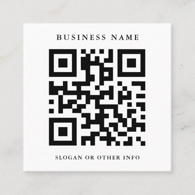 Tarjeta De Visita Cuadrada Código QR en blanco y negro (Anverso)