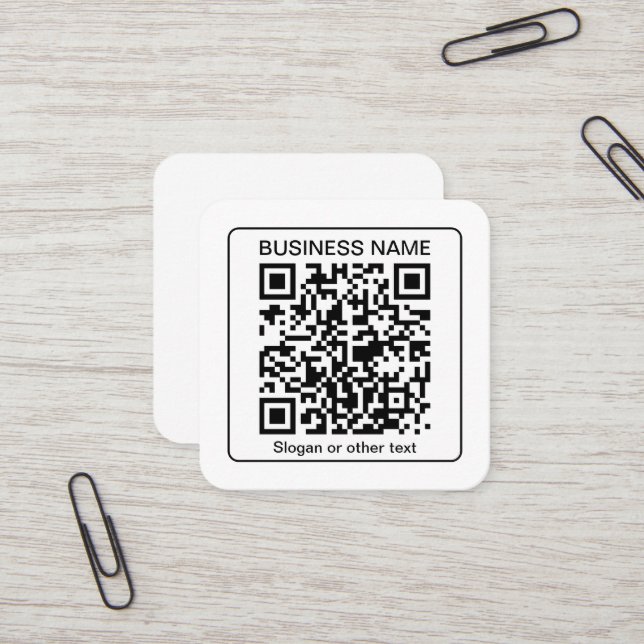Tarjeta De Visita Cuadrada Código QR escaneable editable + su nombre comercia (Anverso/Reverso In Situ)