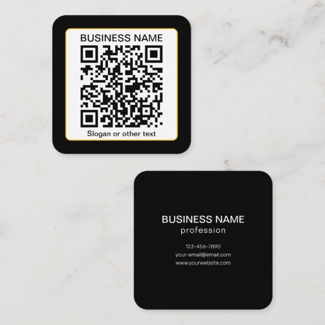 Tarjeta De Visita Cuadrada Código QR escaneable editable + su nombre comercia (Anverso / Reverso)