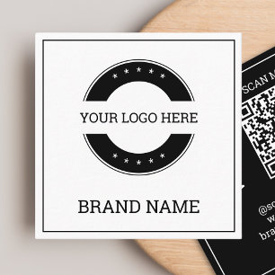 Tarjeta De Visita Cuadrada Código QR escaneable Moderno Blanco y Negro Digita