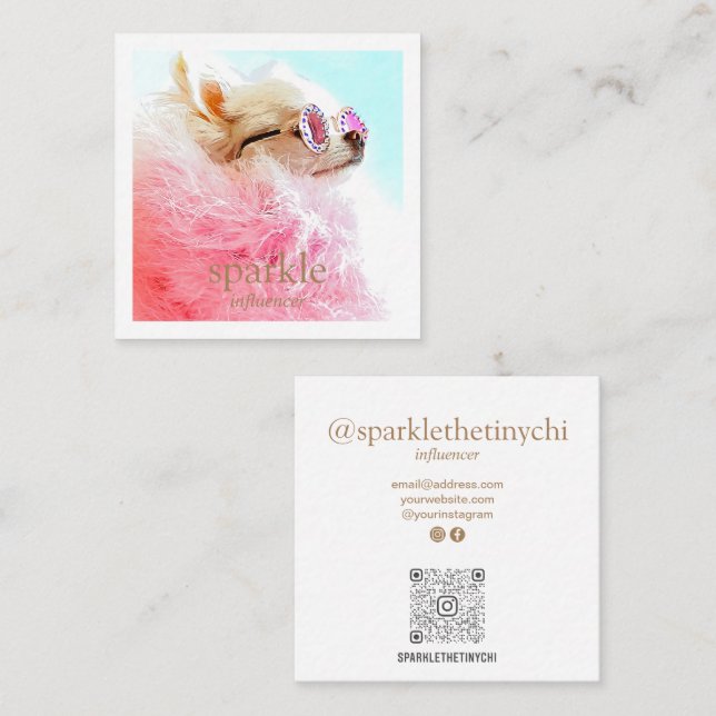 Tarjeta De Visita Cuadrada Código QR escaneado de fotos de marco moderno (Anverso / Reverso)