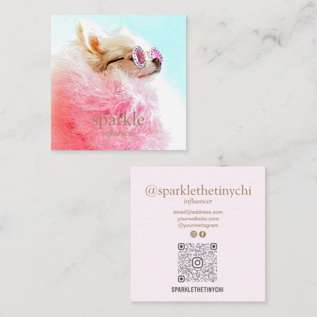 Tarjeta De Visita Cuadrada Código QR escaneado de fotos personalizado (Anverso / Reverso)