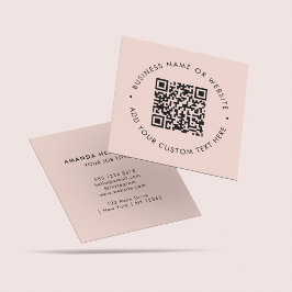 Tarjeta De Visita Cuadrada Código QR escaneado rosa Rubor limpio profesional