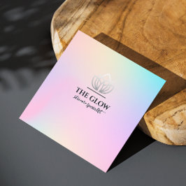 Tarjeta De Visita Cuadrada Código Qr estético holográfico rosado irlandés