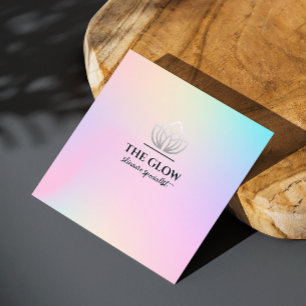 Tarjeta De Visita Cuadrada Código Qr estético holográfico rosado irlandés