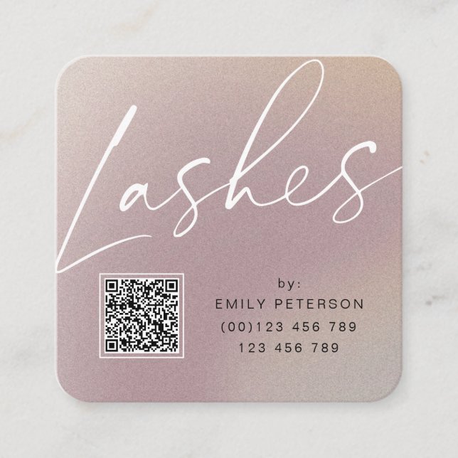 Tarjeta De Visita Cuadrada Código QR extensión de bloqueo de moda moderna   (Anverso)