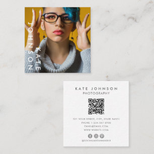Tarjeta De Visita Cuadrada Código QR fotográfico profesional único