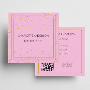 Tarjeta De Visita Cuadrada Código QR glamoroso elegante de oro rosa