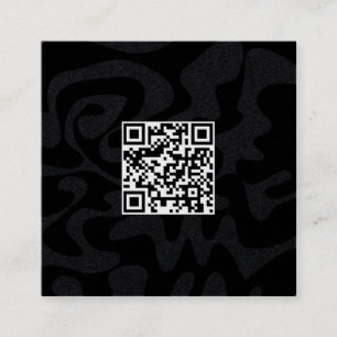 Tarjeta De Visita Cuadrada Código QR Guay Black and White Retro Groovy