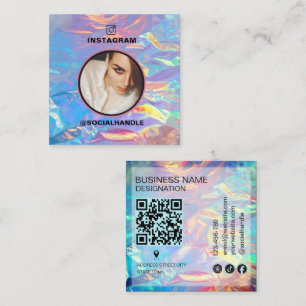 Tarjeta De Visita Cuadrada Código Qr holográfico personalizado de Instagram c