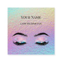 Código QR holográfico Técnico de pestañas beige y 