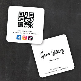Tarjeta De Visita Cuadrada Código QR Iconos de medios sociales modernos simpl