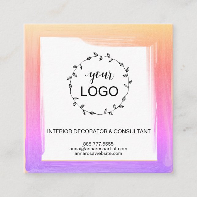 Tarjeta De Visita Cuadrada *~* Código QR LOGO - Iconos de medios sociales Col (Anverso)
