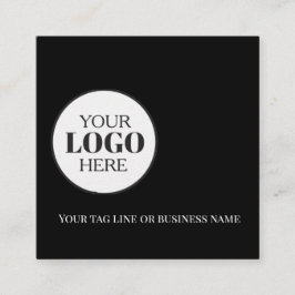 Tarjeta De Visita Cuadrada Código QR Logotipo blanco negro simple