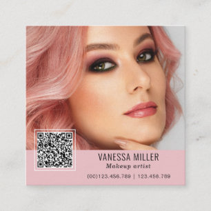 Tarjeta De Visita Cuadrada Código QR maquillaje moderno cuadrado artista Squ