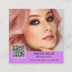 Tarjeta De Visita Cuadrada Código QR maquillaje moderno cuadrado artista Squ
