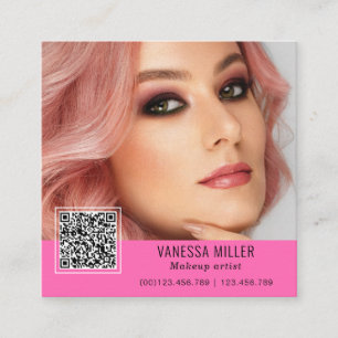 Tarjeta De Visita Cuadrada Código QR maquillaje moderno cuadrado artista Squ