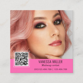 Tarjeta De Visita Cuadrada Código QR maquillaje moderno cuadrado artista Squa