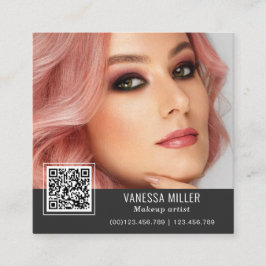 Tarjeta De Visita Cuadrada Código QR maquillaje moderno cuadrado artista Squa