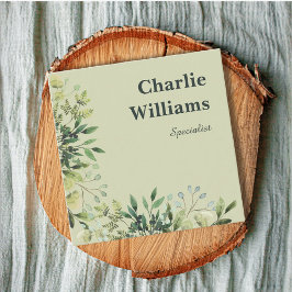 Tarjeta De Visita Cuadrada Código QR marco botánico hojas boho