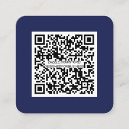 Tarjeta De Visita Cuadrada Código QR-Medios sociales-Azul marino-simple-moder