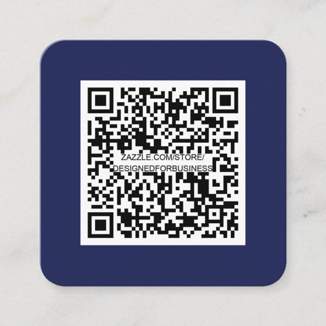 Tarjeta De Visita Cuadrada Código QR-Medios sociales-Azul marino-simple-moder (Anverso)