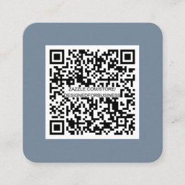 Tarjeta De Visita Cuadrada Código QR-Medios sociales-Azul moderno-sencillo-tu