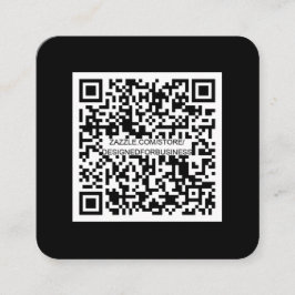 Tarjeta De Visita Cuadrada Código QR-Medios sociales-blanco y negro moderno