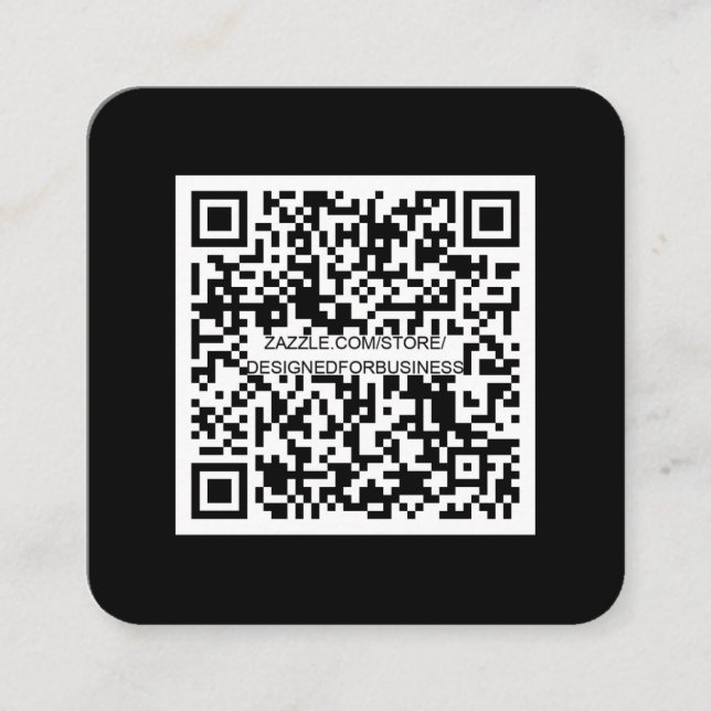 Tarjeta De Visita Cuadrada Código QR-Medios sociales-blanco y negro moderno (Anverso)