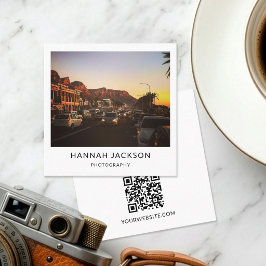Tarjeta De Visita Cuadrada Código QR Mínimo Fotógrafo Vintage