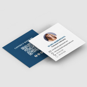 Tarjeta De Visita Cuadrada Código QR mínimo moderno Foto de medios sociales