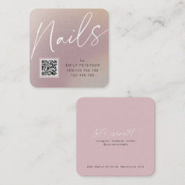 Tarjeta De Visita Cuadrada Código QR moda moderna uñas elegantes 