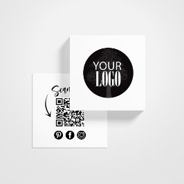 Tarjeta De Visita Cuadrada Código QR moderno Añadir su Personalizado de logot