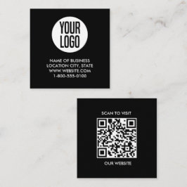 Tarjeta De Visita Cuadrada Código QR moderno en blanco y negro