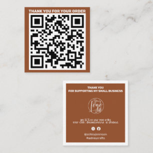 Tarjeta De Visita Cuadrada Código QR moderno gracias pedido terracota