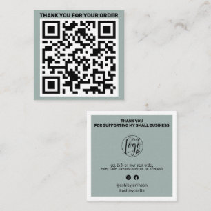 Tarjeta De Visita Cuadrada Código QR moderno gracias pedir código sage verde