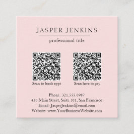 Tarjeta De Visita Cuadrada Código QR moderno minimo profesional simple rosa
