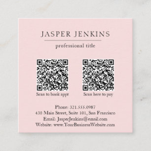 Tarjeta De Visita Cuadrada Código QR moderno minimo profesional simple rosa