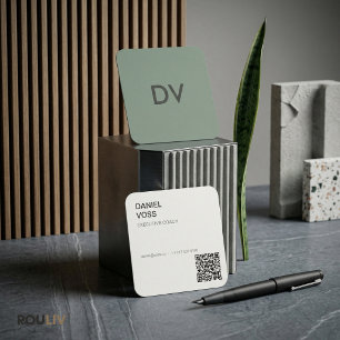 Tarjeta De Visita Cuadrada Código QR moderno mínimo vertical Profesional