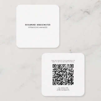 Tarjeta De Visita Cuadrada Código QR moderno simple y elegante para empleados