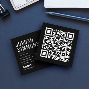 Tarjeta De Visita Cuadrada Código QR moderno y audaz Simple y elegante