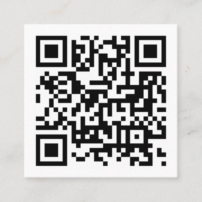 Tarjeta De Visita Cuadrada Código QR Monograma mínimo inicial Negro y Blanco (Anverso)